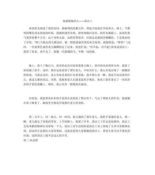 不同寻常的清洁工（他的敬业精神让我深深感动）